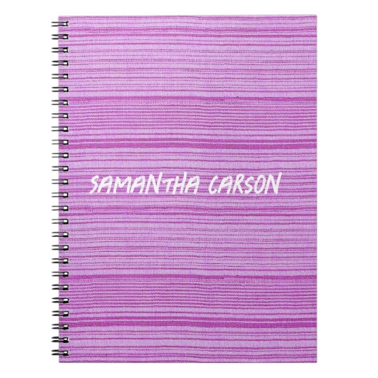 Aangepaste naam roze strepen textiel notitieboek (Voorkant)