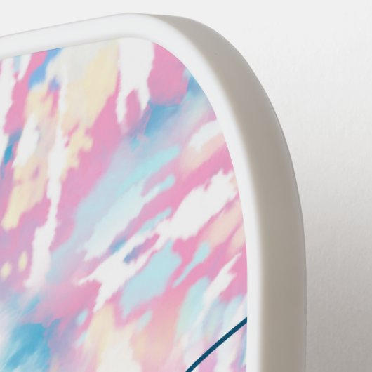 Aangepaste naam roze tie-kleurstofscript pickleball paddle (Links Detail)