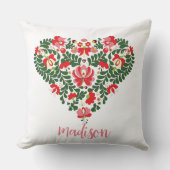 Aangepaste naam Roze Typografie / Bloemen Folk Hea Kussen (Voorkant)