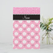 Aangepaste naam roze volleyballen roos roze glitte briefpapier (Staand voorkant)