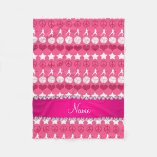 Aangepaste naam roze volleyballen sterren haren vr fleece deken
