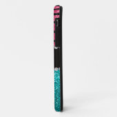 Aangepaste naam roze zebra turquoise glitter Case-Mate iPhone case (Achterkant/links)