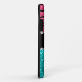 Aangepaste naam roze zebra turquoise glitter Case-Mate iPhone case (Achterkant/rechts)