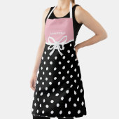 Aangepaste naam Roze zwarte polak Dot Ribbon Bow C Schort (Insitu)