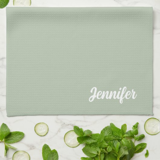 Aangepaste naam sage groen modern theedoek (Gevouwen)