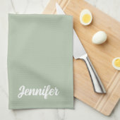 Aangepaste naam sage groen modern theedoek (Quarter Fold)