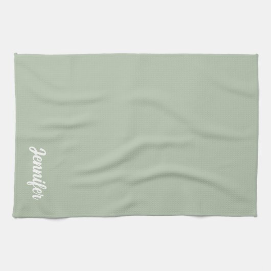 Aangepaste naam sage groen modern theedoek (Horizontaal)