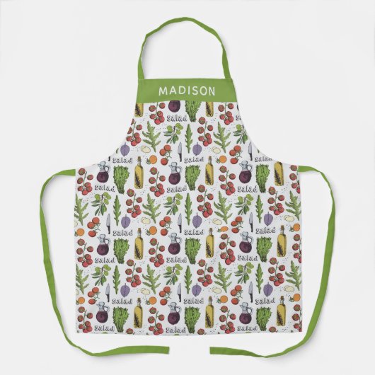 Aangepaste naam Salad Pattern-pagina's Schort (Voorkant)