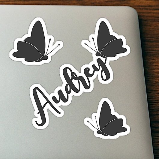 Aangepaste naam Schattige Black Butterflies Graphi Sticker