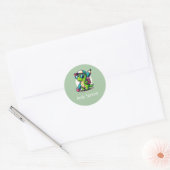 Aangepaste naam Schattige Boys Dinosaur Green Ronde Sticker (Envelop)