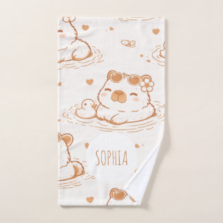 Aangepaste naam Schattige Capybara Met Zonnebril K Handdoek