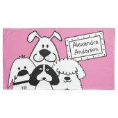 Aangepaste naam Schattige Dog Doodles Kussensloop (Voorkant-Links)