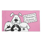 Aangepaste naam Schattige Dog Doodles Kussensloop (Achterkant-Links)