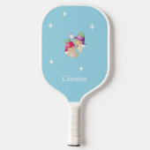 Aangepaste naam schattige engelen op blauw pickleball paddle (Achterkant)