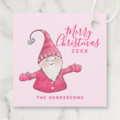 Aangepaste naam Schattige Gnome Pink Merry Christm Bedankjes Labels (Achterkant)