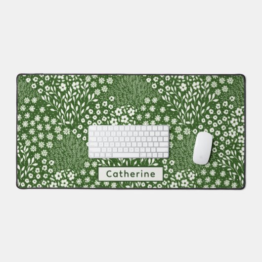 Aangepaste Naam Schattige Groene Bloemen Hand getr Bureaumat (Keyboard & Muis)