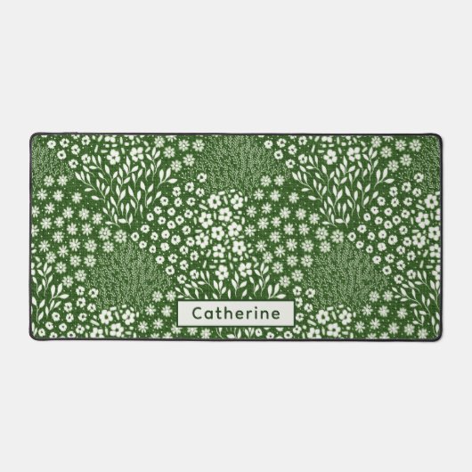 Aangepaste Naam Schattige Groene Bloemen Hand getr Bureaumat (Voorkant)
