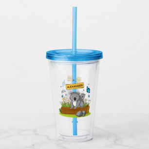 Aangepaste Naam schattige Koala & Butterfly Garden Acryl Drinkbeker