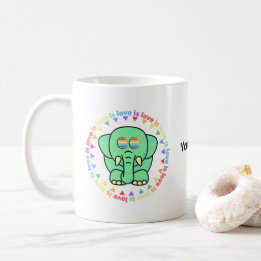 Aangepaste naam Schattige Olifant LGBTQ Pride Koff Koffiemok