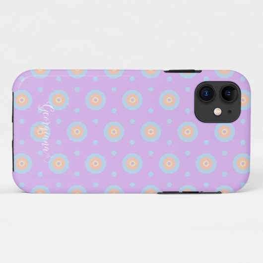 Aangepaste Naam Schattige Pastel Rainbow Bullseyes Case-Mate iPhone Case (Achterkant (horizontaal))
