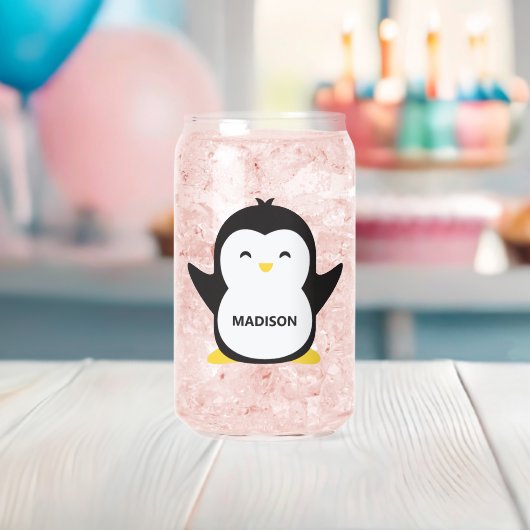 Aangepaste naam schattige pinguïn blikvorm glas (Insitu (Baby Shower))