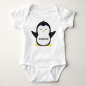 Aangepaste naam schattige pinguïn shirten romper (Voorkant)