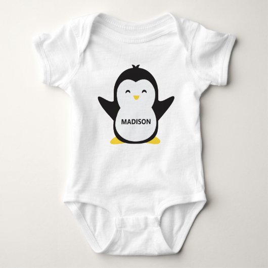 Aangepaste naam schattige pinguïn shirten romper (Voorkant)