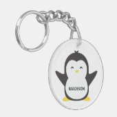 Aangepaste naam schattige pinguïn sleutelhanger (Voorkant Links)