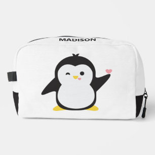Aangepaste naam schattige pinguïn toilettasje