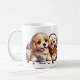 Aangepaste naam schattige puppy mok herfst cadeau