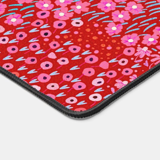 Aangepaste Naam Schattige Rood Roze Bloemen Home K Bureaumat (Hoek)