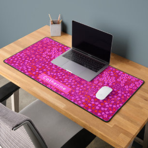 Aangepaste Naam Schattige Roze Bloemen Hand getrok Bureaumat