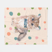 Aangepaste naam schattige schattige kitten stippen fleece deken (Voorkant (Horizontaal))