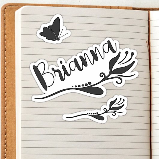 Aangepaste naam Schattige Tulp Bloem en Vlinder Zo Sticker