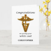 Aangepaste naam School Veterinaire Witte Jas Cerem Kaart (Gele Bloem)