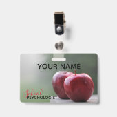 Aangepaste naam schoolpaspoort psycholoog badge (Voorkant met clip)