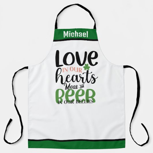 Aangepaste naam Schorten - Funny Meat & Irish Beer (Voorkant)