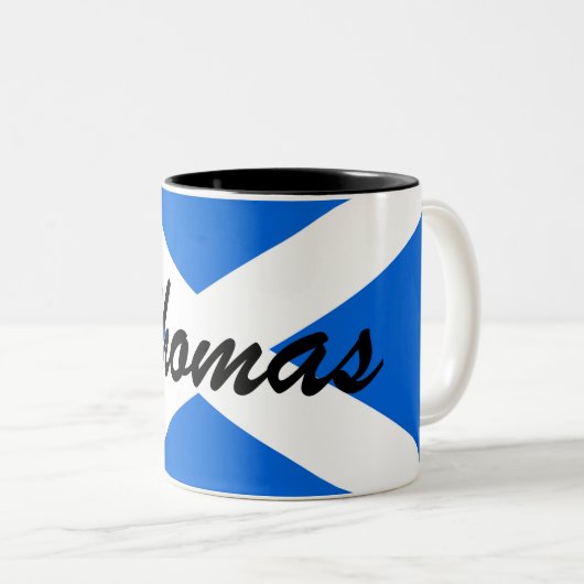 Aangepaste naam Scottish Flag Two-Tone Mok boog (Voorkant rechts)