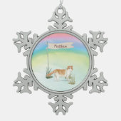 Aangepaste naam Scottish Fold Cat Pet Tin Sneeuwvlok Ornament (Voorkant)