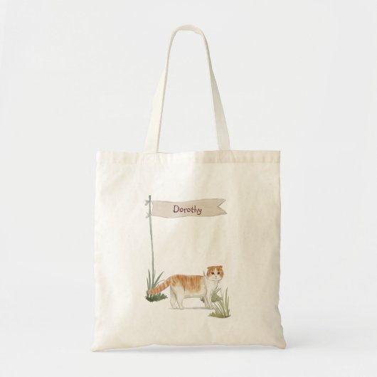 Aangepaste naam Scottish Fold Cat Pet Tote Bag (Voorkant)