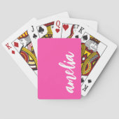 Aangepaste naam script vet heet roze en wit pokerkaarten (Achterkant)