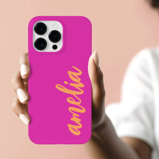 Aangepaste naam script vet magenta oranje Case-Mate iPhone 14 pro max hoesje