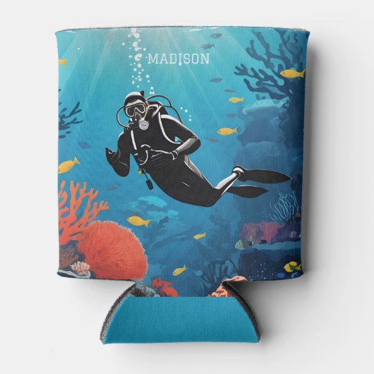 Aangepaste naam Scuba Diver Blikjeskoeler (Voorkant)