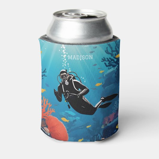 Aangepaste naam Scuba Diver Blikjeskoeler (Blikje Achterkant)