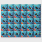 Aangepaste naam Scuba Diver Cadeaupapier (Vlak)