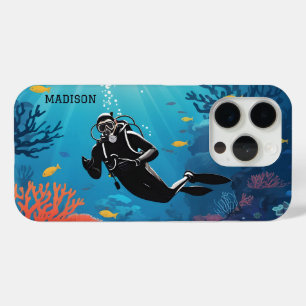 Aangepaste naam Scuba Diver iPhone 15 Pro Case