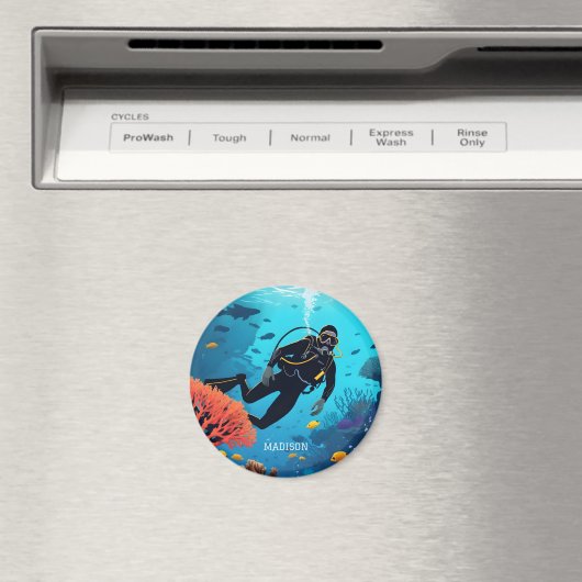 Aangepaste naam Scuba Diver Magneet (Insitu (Vaatwasser))