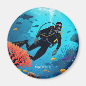 Aangepaste naam Scuba Diver Magneet (Voorkant)