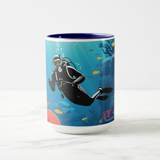 Aangepaste naam Scuba Diver Mok (Midden)