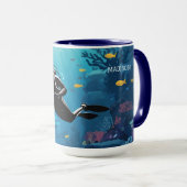Aangepaste naam Scuba Diver Mok (Voorkant rechts)